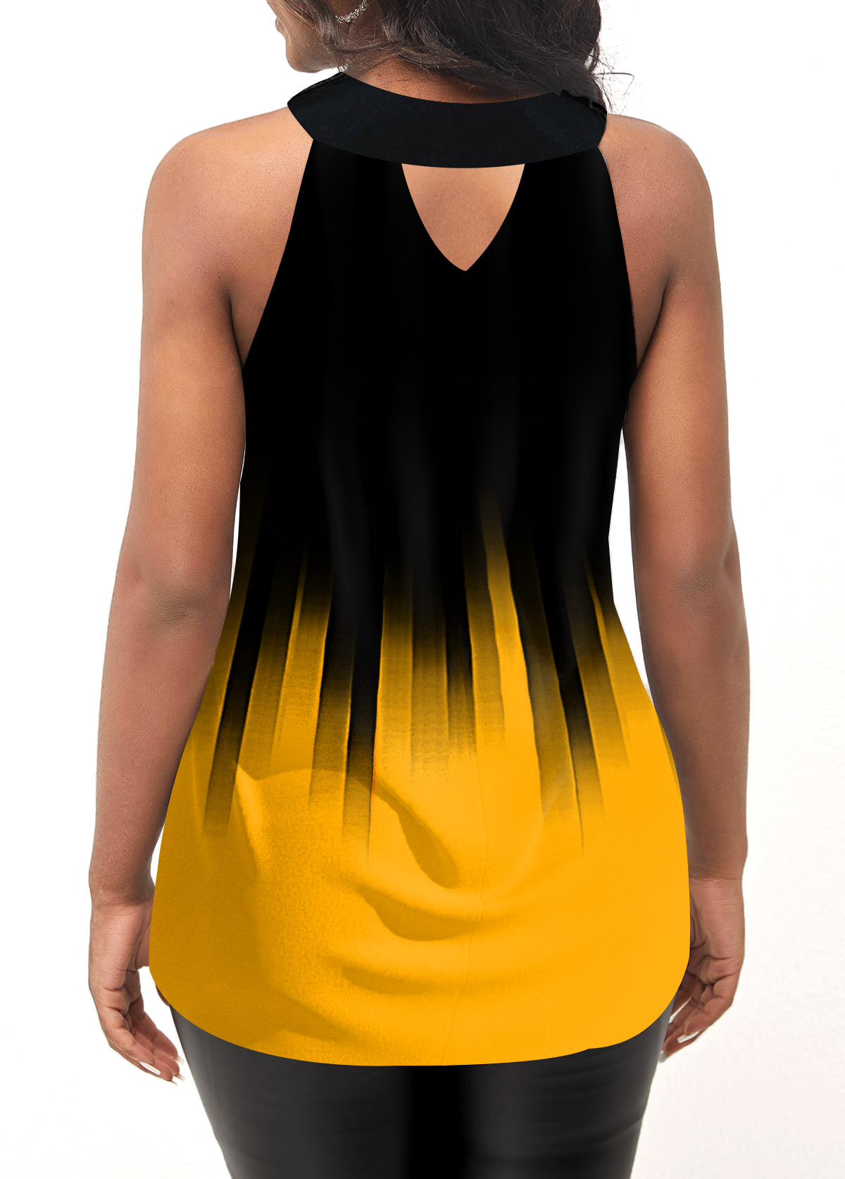 Ombre Yellow Cross Front Tank Top