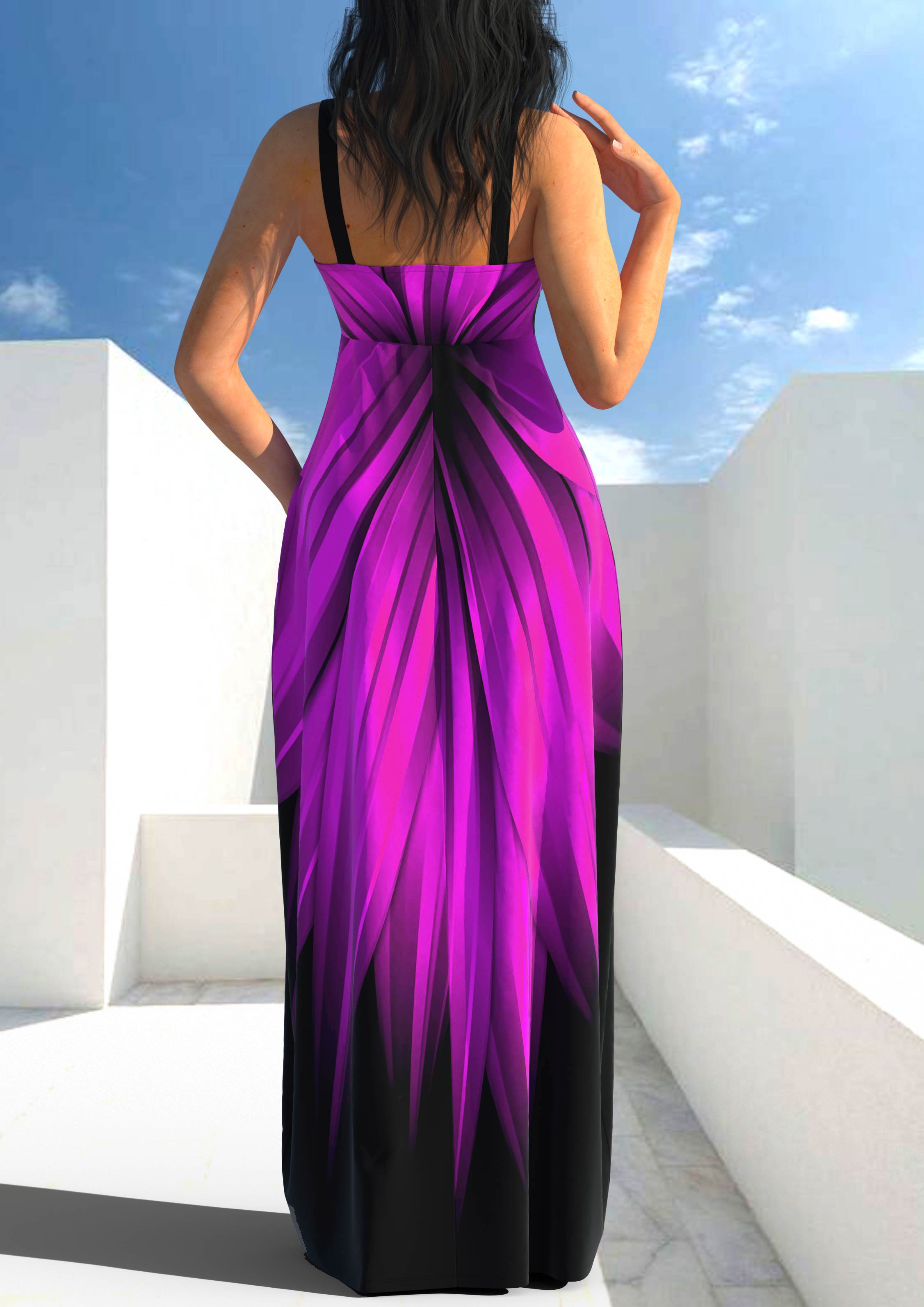 Wide Strap Lace Up Violet Dress