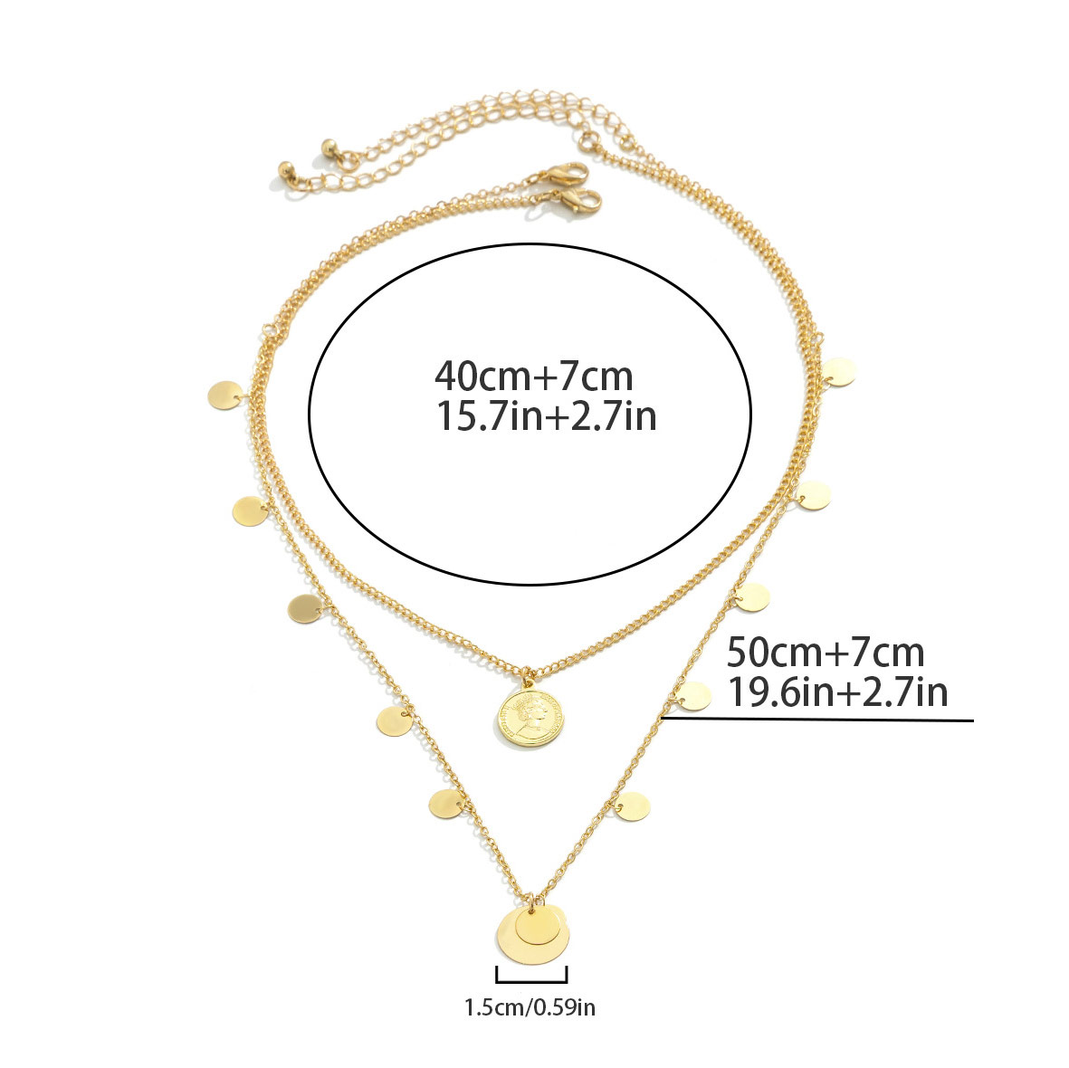 Layered Design Metal Detail Gold Necklace Set