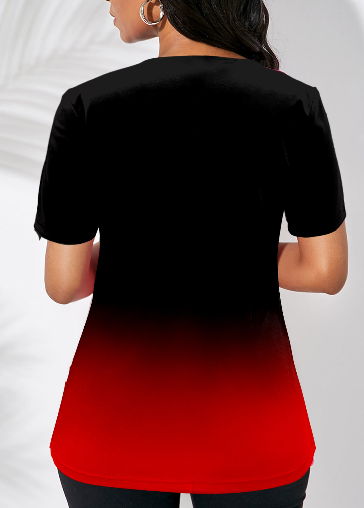 Asymmetric Hem Short Sleeve Red T Shirt