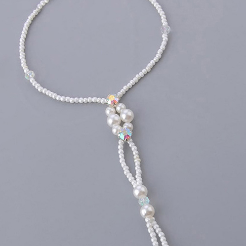 Bohemian Layered White Pearl Design Anklet