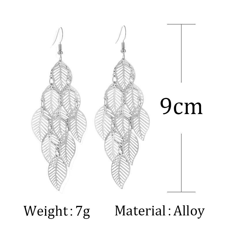 Leaf Design Hollow Out Layered Silver Earrings