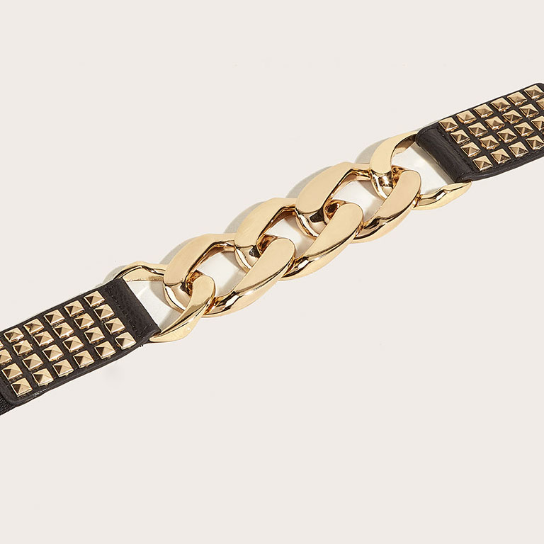 Rivet Faux Leather Gold PU Belt