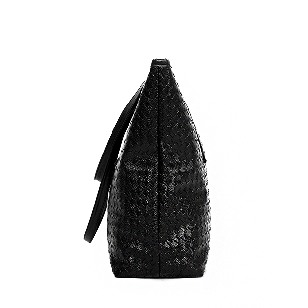 Black PU Zipper Design Tote Bag