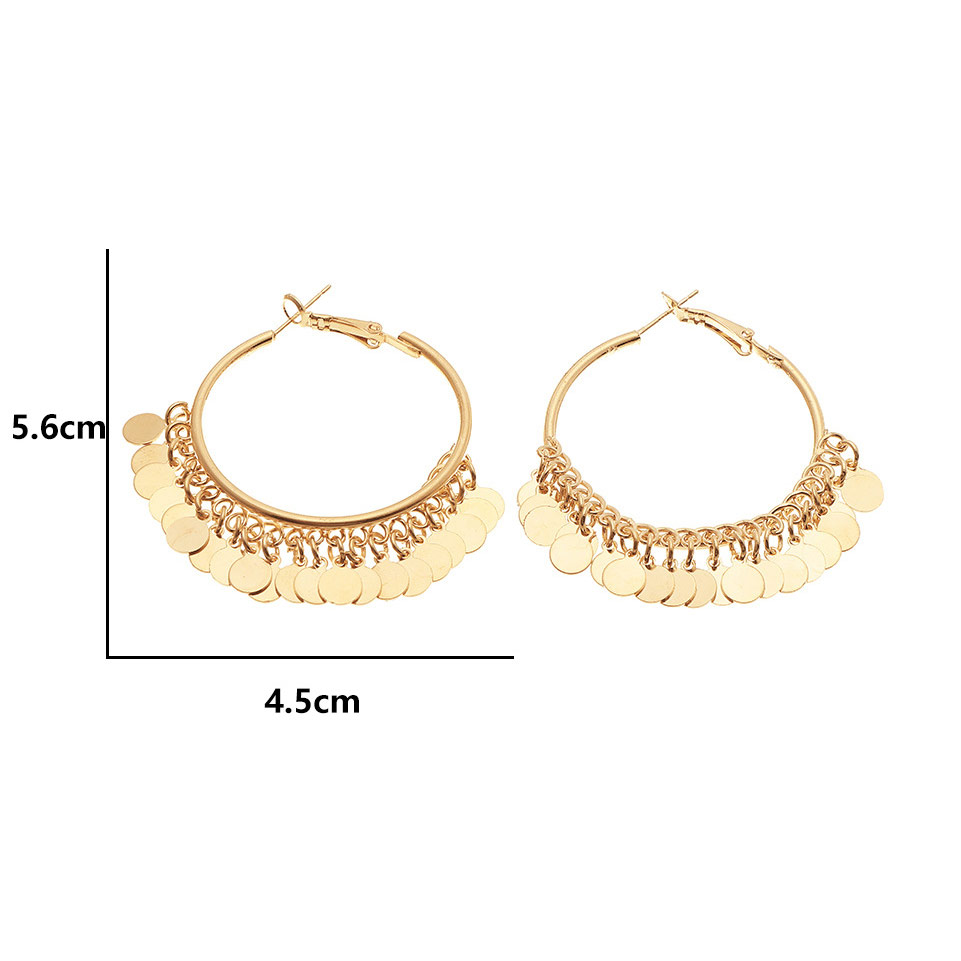 Metal Detail Tassel Design Gold Earrings
