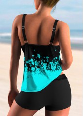 Ombre Floral Print Cyan Tankini Top-No Bottom