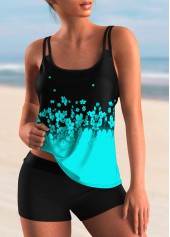 Ombre Floral Print Cyan Tankini Top-No Bottom
