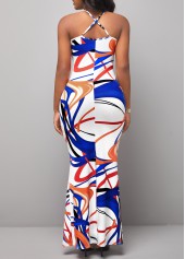 Spaghetti Strap Printed Criss Cross Back Mermaid Dress