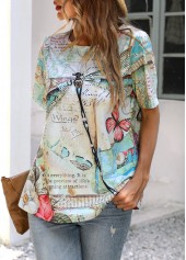 Green Dragonfly Print Short Sleeve T Shirt