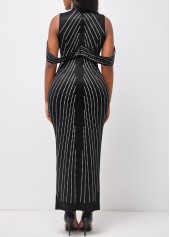 Black Half Sleeve Polka Dot Dress