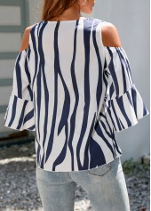 Cold Shoulder 3/4 Sleeve Tie Front T Shirt