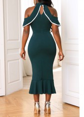 Turquoise Contrast Cold Shoulder Mermaid Dress