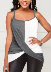 Contrast Grey Twist Hem Camisole Top