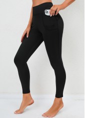Black Double Side Pockets High Waisted Leggings