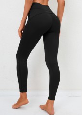 Black Double Side Pockets High Waisted Leggings