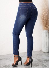 Mid Waist Denim Blue Skinny Jeans