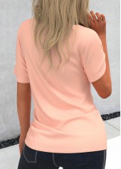 Pocket Twist Hem Light Pink T Shirt