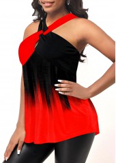 Red Ombre Cross Front Tank Top