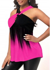 Ombre Hot Pink Cross Front Tank Top