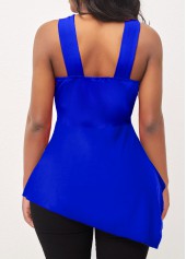 Royal Blue Asymmetric Hem Cross Strap Tank Top