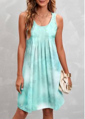 Sleeveless Mint Green Pleated Design Dress