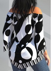 Polka Dot White Cross Strap Striped T Shirt