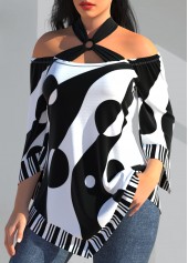 Polka Dot White Cross Strap Striped T Shirt