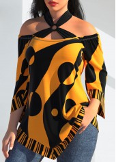 Polka Dot Orange Cross Strap Striped T Shirt