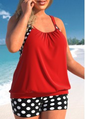 Polka Dot Red Plus Size Tankini Set