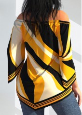 Asymmetric Hem Striped Yellow T Shirt
