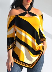 Asymmetric Hem Striped Yellow T Shirt