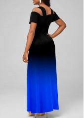 Ombre Cold Shoulder Royal Blue Dress