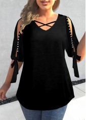 Black Pearl Design Cold Shoulder T Shirt