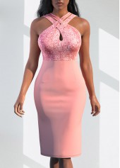 Sequin Cross Front Sleeveless Sheath Dress