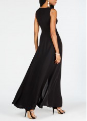 Contrast Black Round Neck Sleeveless Jumpsuit