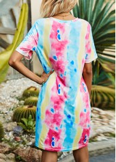 Tie Dye Print Twist Hem Multi Color Dress
