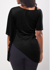 Black Flounce Piano Keyboard Print T Shirt