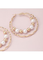 Gold Circle Shape Pearl Beads Design Earrings