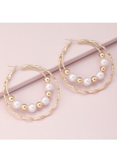 Gold Circle Shape Pearl Beads Design Earrings