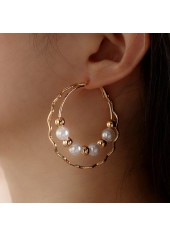Gold Circle Shape Pearl Beads Design Earrings