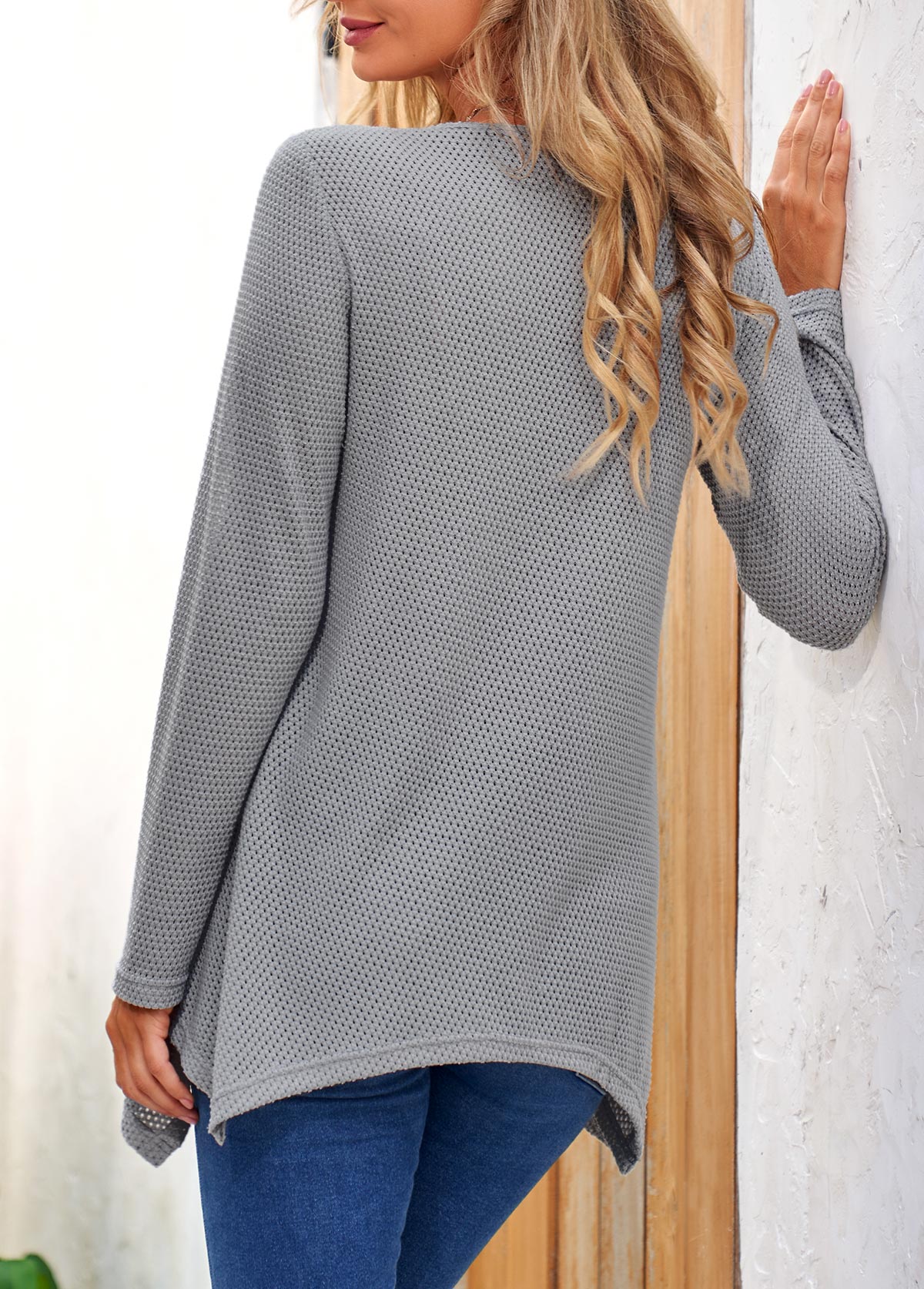 Grey Cowl Neck Contrast Faux Two Piece Sweatshirt