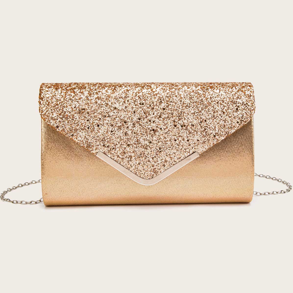 Magnetic Gold Detail Sequin Design Evening Bag