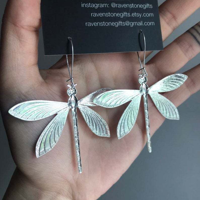 Silver Dragonfly Design Metal Detail Earrings