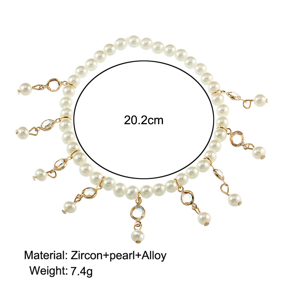 White Pearl Design Tassel Detail Anklet