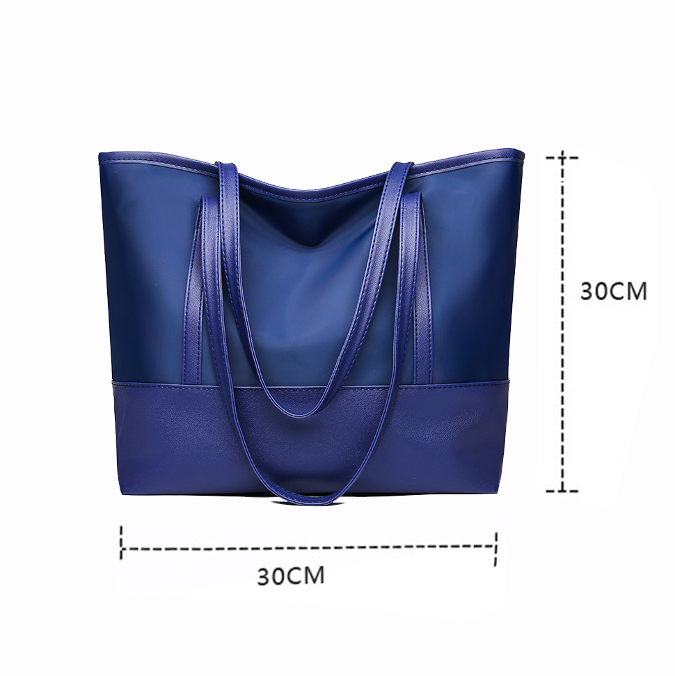 Purplish Blue Zipper Detail Oxford Tote Bag
