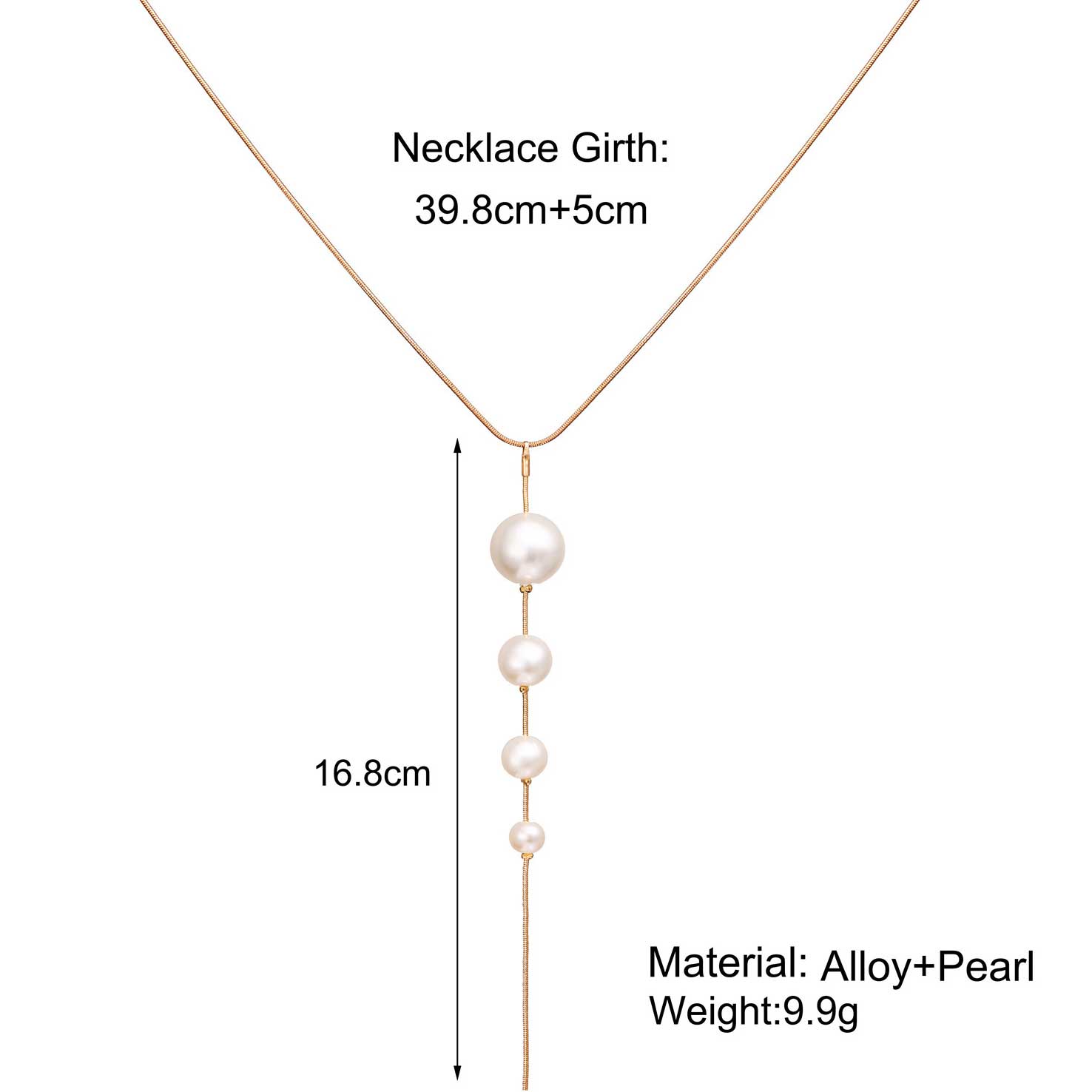 Metal Detail Gold Pearl Design Necklace