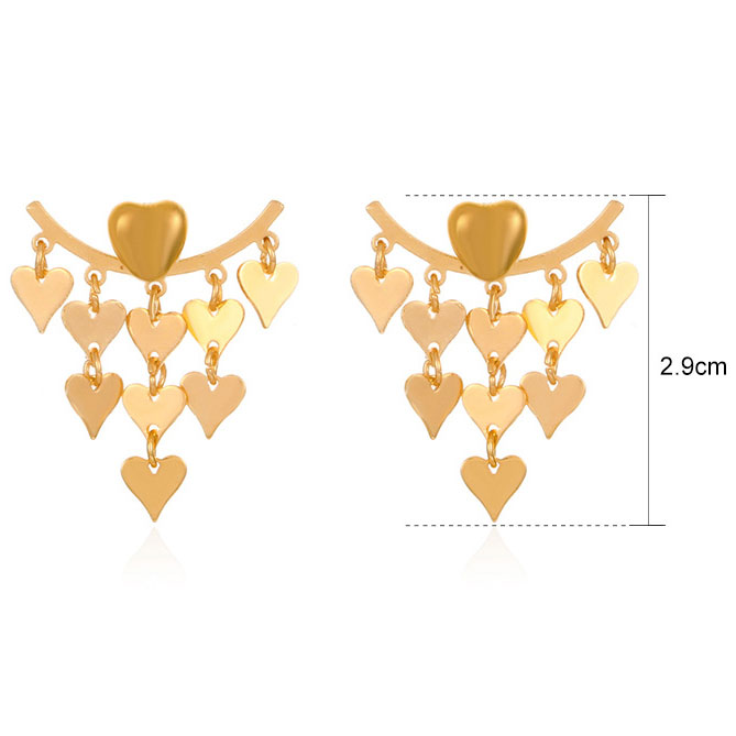 Gold Metal Detail Heart Design Earrings