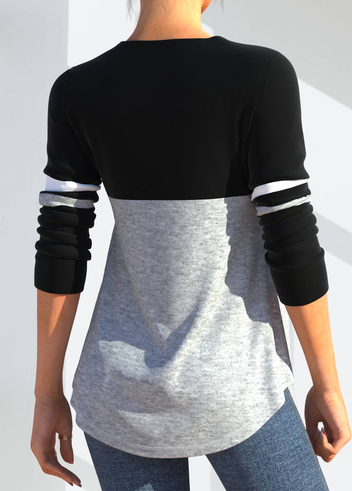 Black Cutout Detail Long Sleeve T Shirt