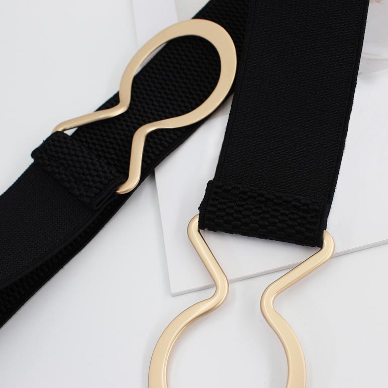 Metal Detail Black Elastic Design Belt