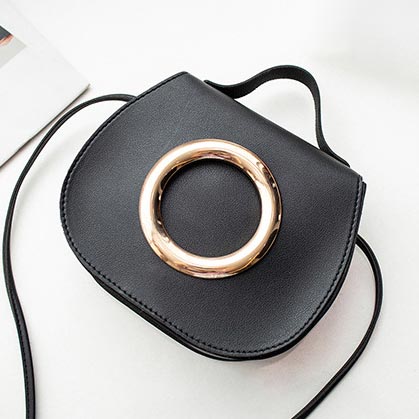 Magnetic PU Design Black Shoulder Bag